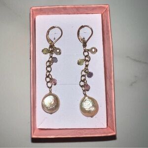 Vintage 14 KG Filled Pearl earrings with beads